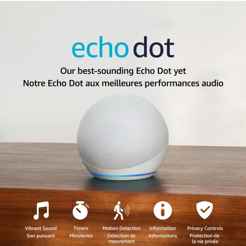 Amazon White Portable Speaker with Vibrant Sound